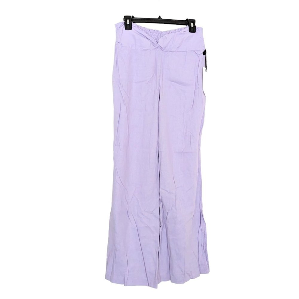 Women's NWT Banjara wide leg linen pant, lilac, size L